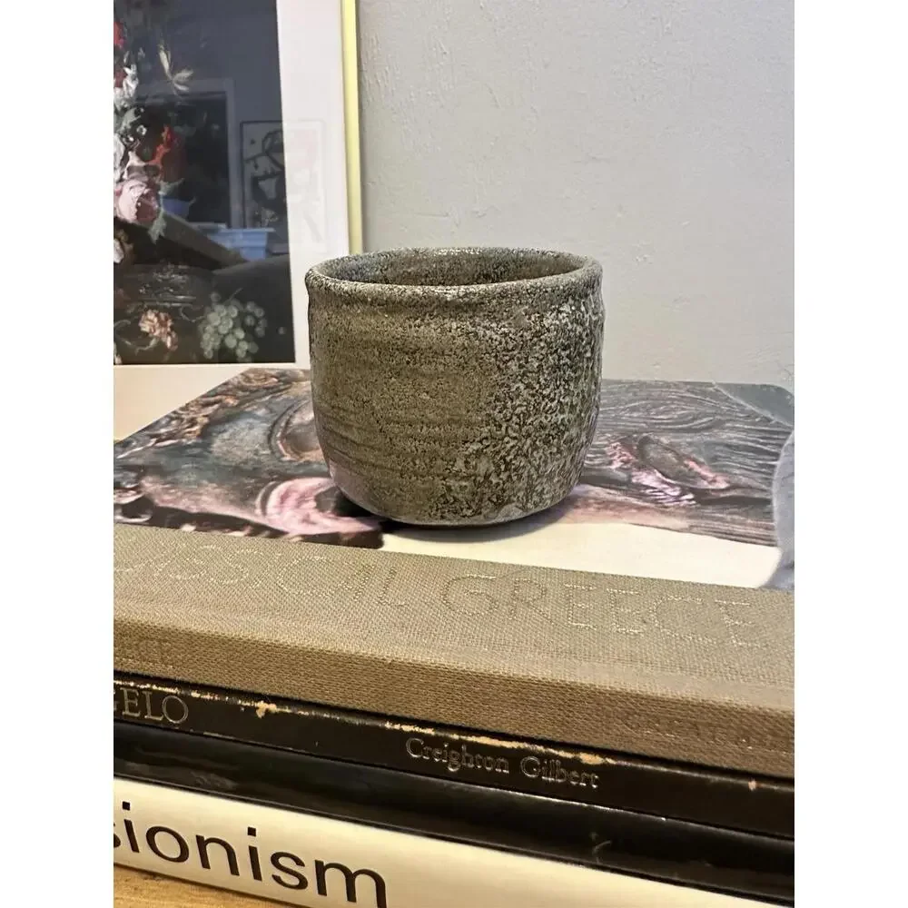 Handmade Ceramic Pottery Cup Textural Speckled Glaze Artist Initialed
